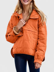 Fennara | Damen Steppjacke Oversize Pullover-Jacke – Orange