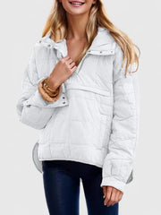 Fennara | Damen Steppjacke Oversize Pullover-Jacke – Weiß