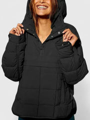 Fennara | Damen Steppjacke Oversize Pullover-Jacke – Schwarz