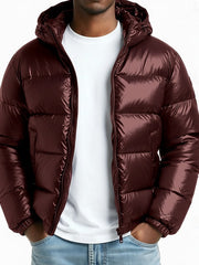 Fenrik | Herren Steppjacke mit Kapuze Winterjacke – Weinrot