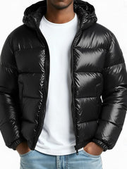 Fenrik | Herren Steppjacke mit Kapuze Winterjacke – Schwarz