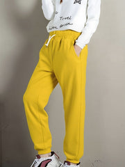Gerdula | Damen Jogginghose Fleece warm Relaxed Fit – Gelb