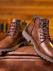 Gereon | Herren Stiefelette Schnürstiefel Schwarz – Braun