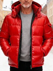 Germund | Herren Steppjacke mit Kapuze Winterjacke – Rot