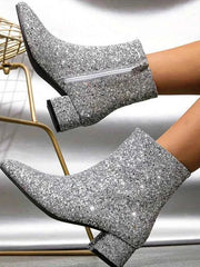Glitzer Stiefeletten – Silber