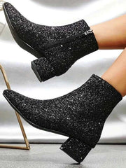 Glitzer Stiefeletten – Schwarz