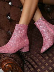 Glitzer Stiefeletten – Rosa