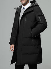 Halvdan | Herren Lange Steppjacke mit Kapuze – Schwarz
