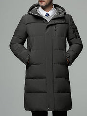 Halvdan | Herren Lange Steppjacke mit Kapuze – Grau