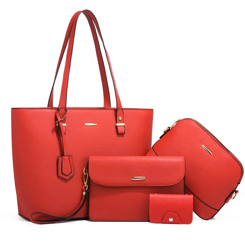 3-teilige Lederhandtasche & Schultertaschen-Set