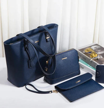 3-teilige Lederhandtasche & Schultertaschen-Set