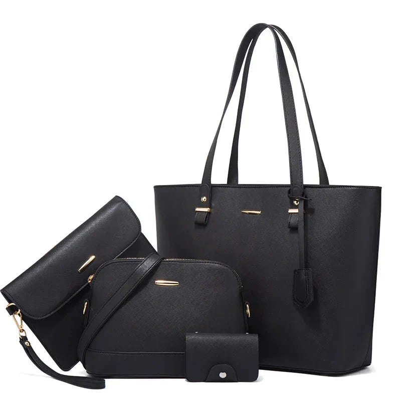 3-teilige Lederhandtasche & Schultertaschen-Set