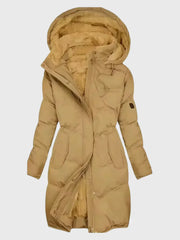 Helvike | Damen Lange Steppjacke mit Kapuze – Gelb