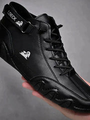 Moritz | Herren Bequeme Barfußschuhe Schnürbare Leder-Knöchelstiefel – Schwarz