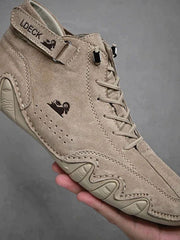 Moritz | Herren Bequeme Barfußschuhe Schnürbare Leder-Knöchelstiefel – Khaki