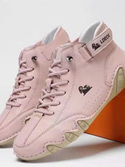 Moritz | Herren Bequeme Barfußschuhe Schnürbare Leder-Knöchelstiefel – Rosa