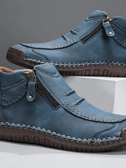 Herren Stiefeletten Lederoptik mit Reißverschluss – Blau