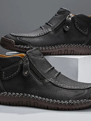 Herren Stiefeletten Lederoptik mit Reißverschluss – Schwarz