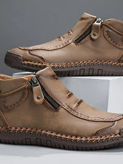 Herren Stiefeletten Lederoptik mit Reißverschluss – Khaki