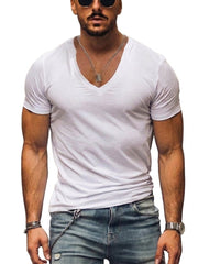 Herren-T-Shirt mit V-Ausschnitt und kurzen Ärmeln – Weiß