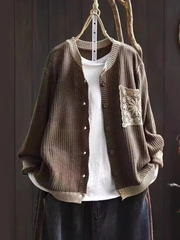 Hildrun | Damen Strickjacke Relaxed Fit – Braun