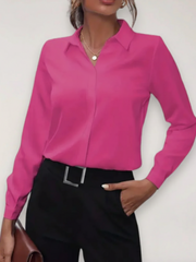 Stefanie | Damen Maßgeschneiderte Bluse mit Knopfleiste für Büro-Outfits – Heißes Rosa