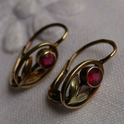 Vintage Rote Blumen Ohrringe