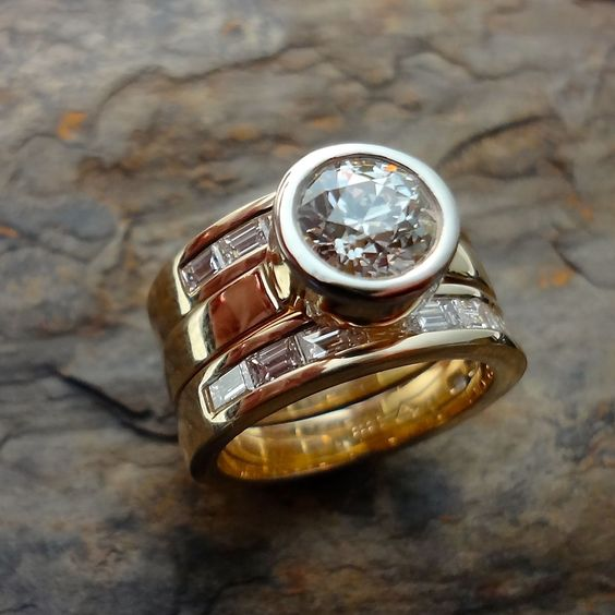 Vintage Schichtenring mit Glaskristallen