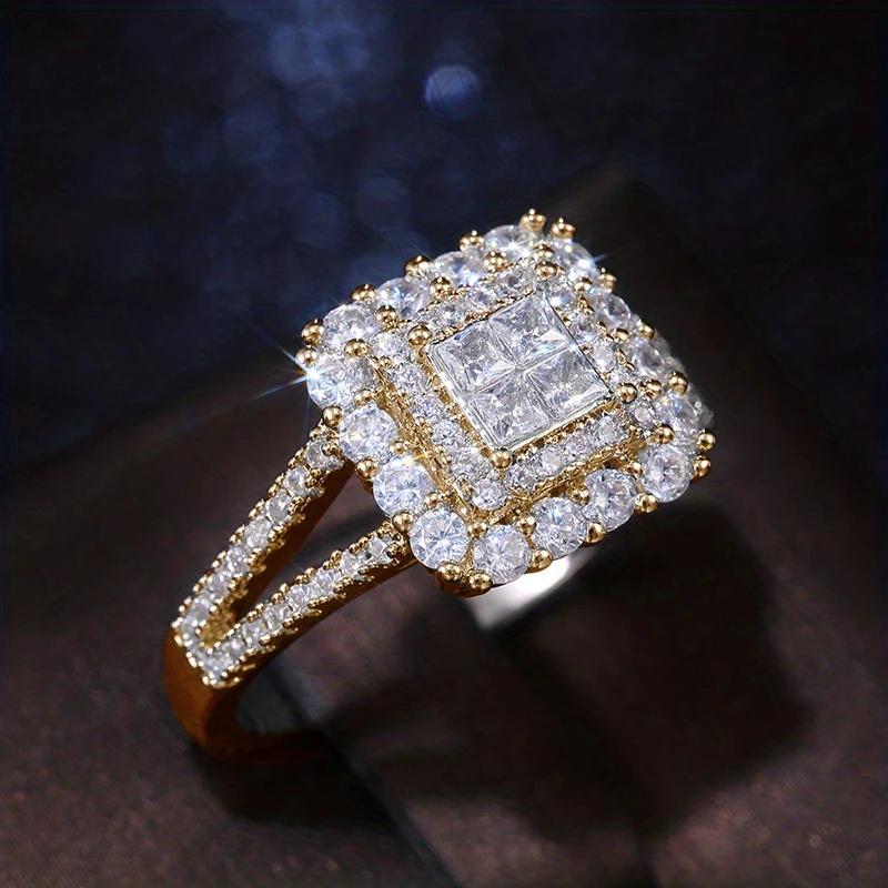 Vintage Ring mit kubischem Brillantkristall in Gold