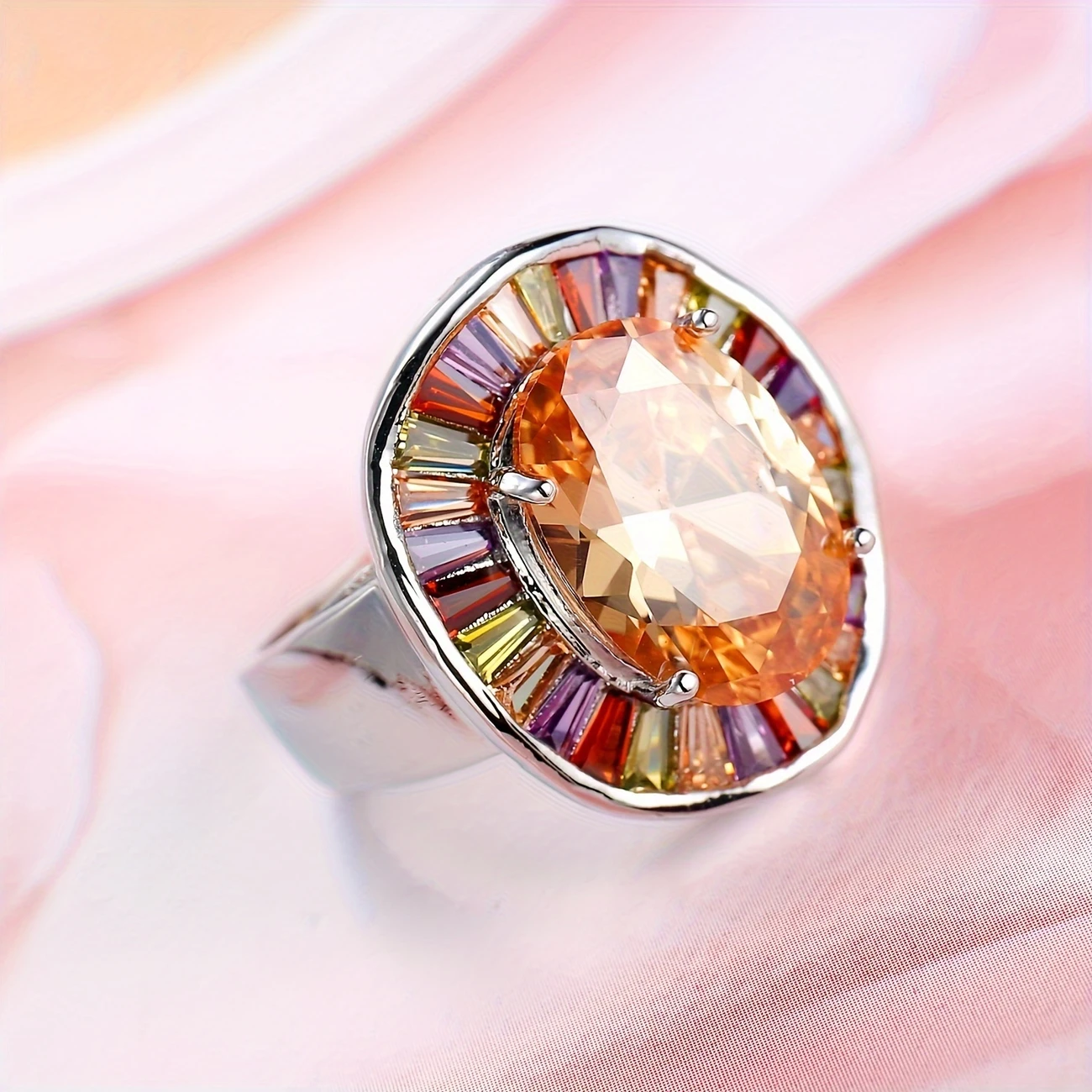 Vintage Mandala Mehrfarbig Rosa Kristall Mandala Ring