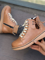 Chuoza | Schnürstiefeletten mit warmem Innenfutter – Beige