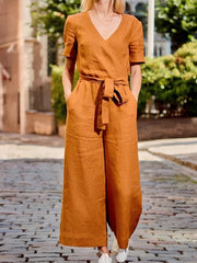 Gabriella - Lässiger Jumpsuit mit Gürtel für Damen – Orange