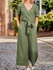 Gabriella - Lässiger Jumpsuit mit Gürtel für Damen – Grün
