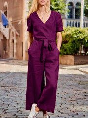 Gabriella - Lässiger Jumpsuit mit Gürtel für Damen – Lila