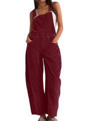 Imogen | Damen Latzhose Overall mit Weitem Bein – Burgunder
