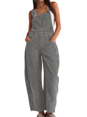 Imogen | Damen Latzhose Overall mit Weitem Bein – Grau