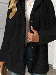 Ingvild | Damen Teddymantel Flauschiger Wintermantel – Schwarz