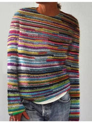 Irmela | Damen Strickpullover Nordisches Muster – Regenbogen