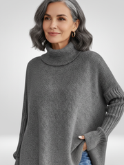 Irmtraud | Damen Rollkragenpullover Oversize Strickpullover – Grau
