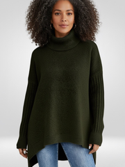 Irmtraud | Damen Rollkragenpullover Oversize Strickpullover – Dunkelgrün