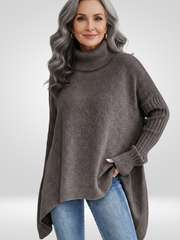 Irmtraud | Damen Rollkragenpullover Oversize Strickpullover – Braun
