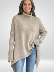 Irmtraud | Damen Rollkragenpullover Oversize Strickpullover – Beige