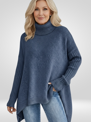 Irmtraud | Damen Rollkragenpullover Oversize Strickpullover – Blau
