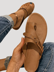 Johanna | Damen Zehensandalen Flach Sommer – Braun