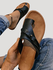 Johanna | Damen Zehensandalen Flach Sommer – Schwarz