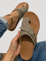 Johanna | Damen Zehensandalen Flach Sommer – Grau