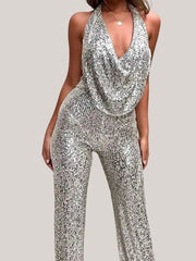 Jumpsuit Damen Elegant Festlich – Silber