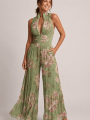 Jumpsuit Damen mit Weitem Bein und Blumenmuster – Blumen