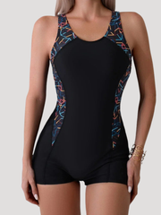 Kersa | Damen Racerback Badeanzug mit Shorts – Schwarz
