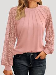 Kersti | Damen Spitzenbluse Langarm Rundhals – Rosa